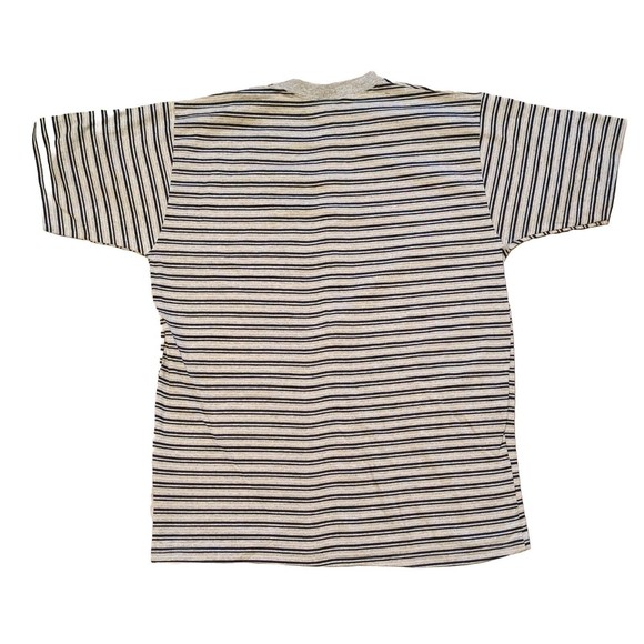 NEW Vintage Stock Polo Ralph Lauren Men's Gray & Black Striped Crew T-Shirt XL - Picture 5 of 7